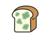 カビの生えた、食パンのアイコン（線画カラー）の無料イラスト｜透過PNG・商用利用OK