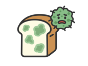 カビの生えた、食パンとキャラクターのアイコン（線画カラー）の無料イラスト｜透過PNG・商用利用OK