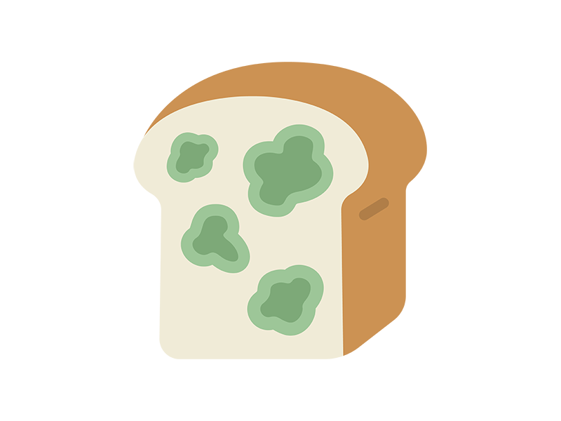 カビの生えた、食パンのアイコンの無料イラスト｜透過PNG・商用利用OK
