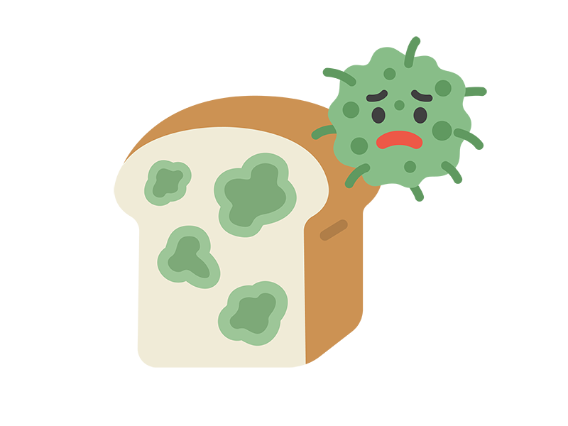 カビの生えた、食パンとキャラクターのアイコンの無料イラスト｜透過PNG・商用利用OK
