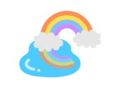 水溜りにうつった、虹のアイコンの無料イラスト｜透過PNG・商用利用OK