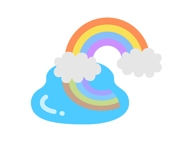 水溜りにうつった、虹のアイコンの無料イラスト｜透過PNG・商用利用OK