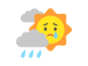 雨雲に隠れた、太陽のキャラクターのアイコンの無料イラスト｜透過PNG・商用利用OK