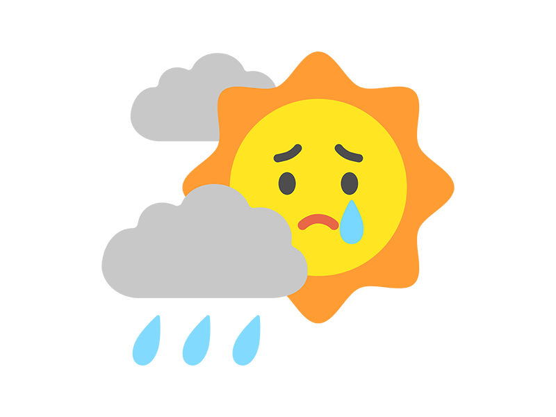 雨雲に隠れた、太陽のキャラクターのアイコンの無料イラスト｜透過PNG・商用利用OK