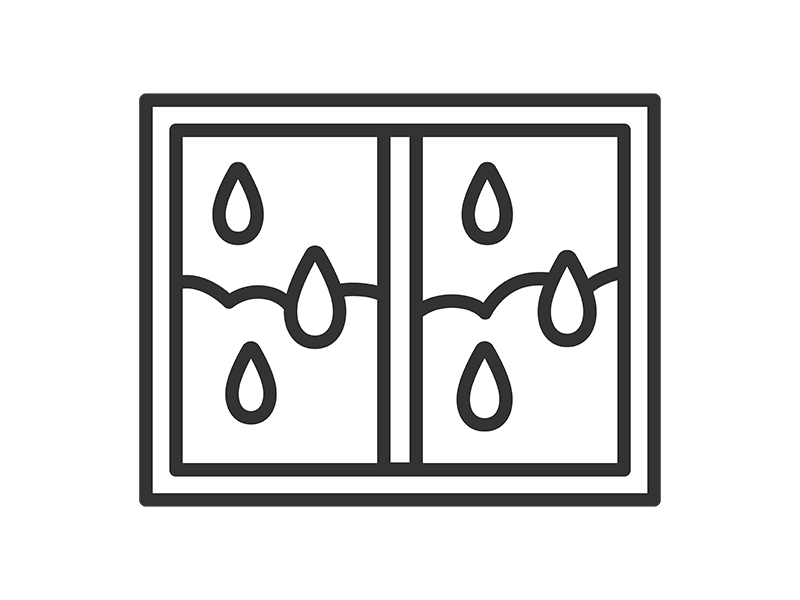 窓から見える、雨の日のアイコン（線画）の無料イラスト｜透過PNG・商用利用OK