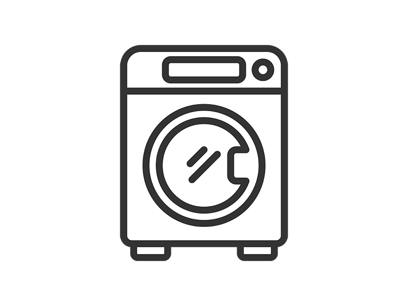 ドラム式洗濯機のアイコン（線画）の無料イラスト｜透過PNG・商用利用OK