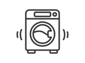 洗濯中の、ドラム式洗濯機のアイコン（線画）の無料イラスト｜透過PNG・商用利用OK