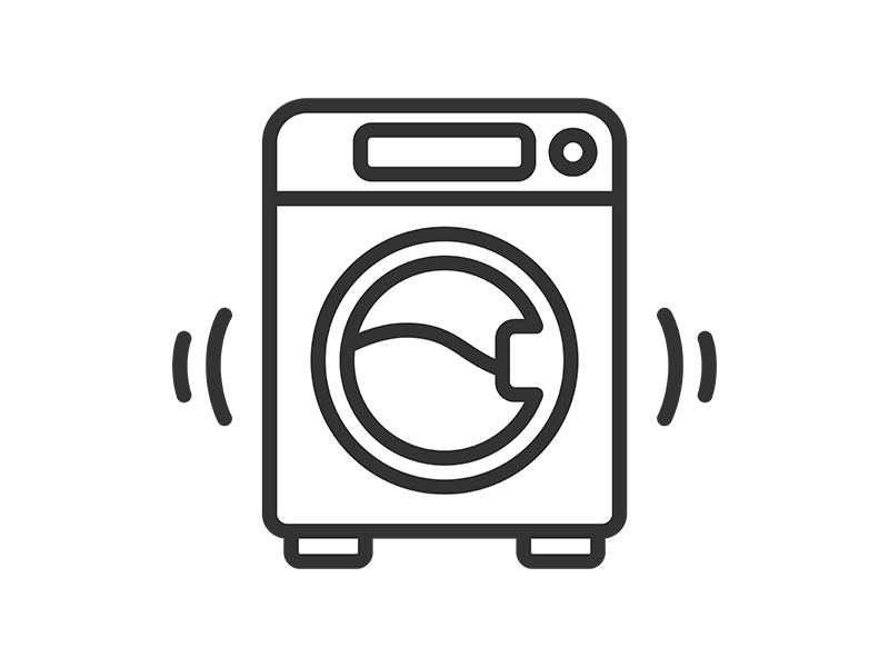 洗濯中の、ドラム式洗濯機のアイコン（線画）の無料イラスト｜透過PNG・商用利用OK