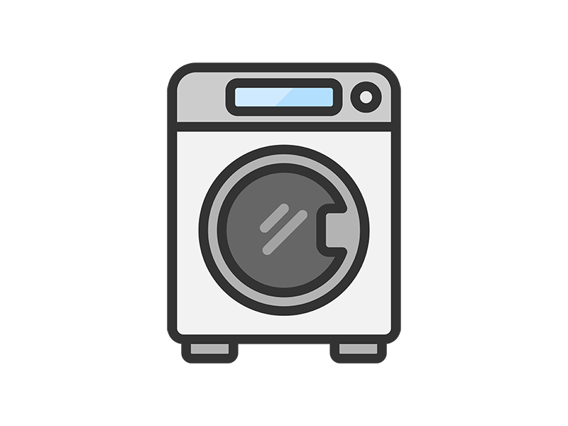 ドラム式洗濯機のアイコン（線画カラー）の無料イラスト｜透過PNG・商用利用OK