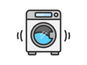 洗濯中の、ドラム式洗濯機のアイコン（線画カラー）の無料イラスト｜透過PNG・商用利用OK