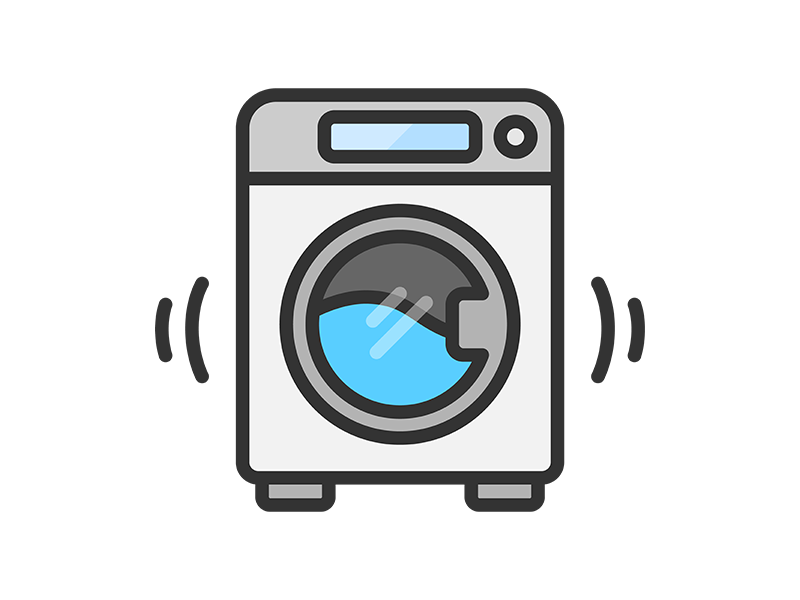 洗濯中の、ドラム式洗濯機のアイコン（線画カラー）の無料イラスト｜透過PNG・商用利用OK