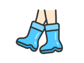長靴をはいた足のアイコン（線画カラー）の無料イラスト｜透過PNG・商用利用OK