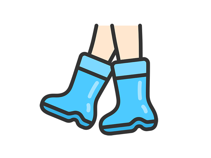 長靴をはいた足のアイコン（線画カラー）の無料イラスト｜透過PNG・商用利用OK