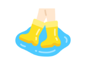 長靴で入る、水たまりのアイコンの無料イラスト｜透過PNG・商用利用OK