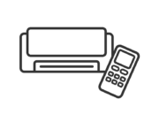 エアコンとリモコンのアイコン（線画）の無料イラスト｜透過PNG・商用利用OK