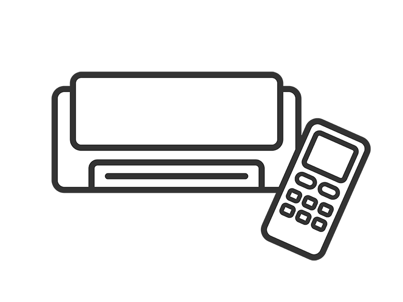 Free illustration of air conditioner and remote control icon (line drawing)