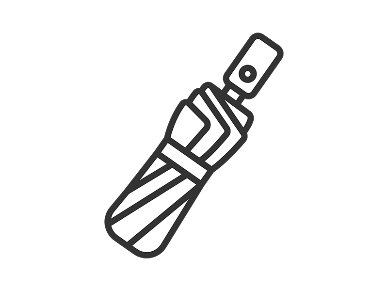 Free illustration of folded umbrella icon (line drawing)