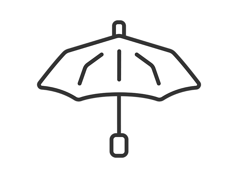 Free illustration of folding umbrella icon (line drawing)