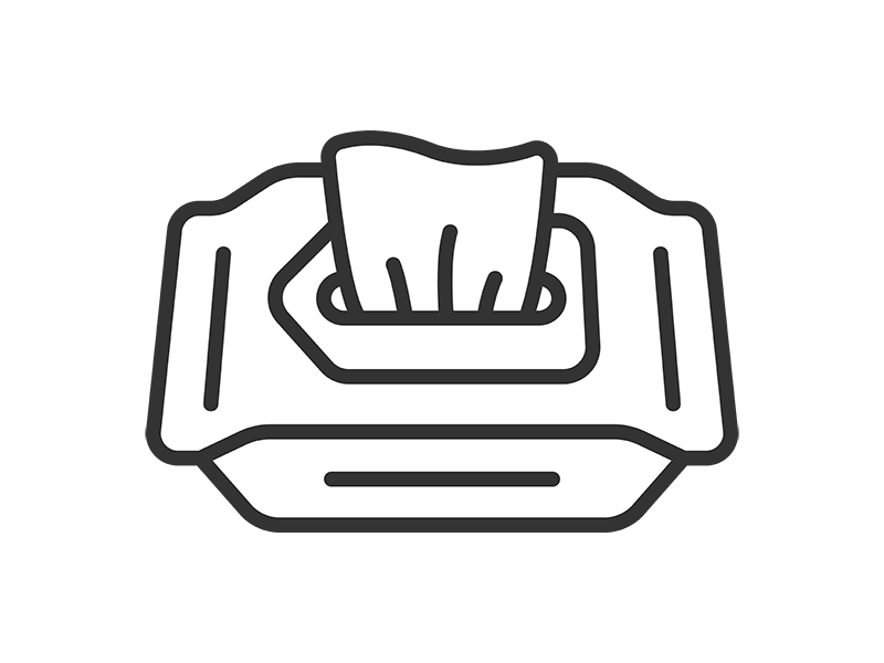 取り出した、汗ふきシートのアイコン（線画）の無料イラスト｜透過PNG・商用利用OK