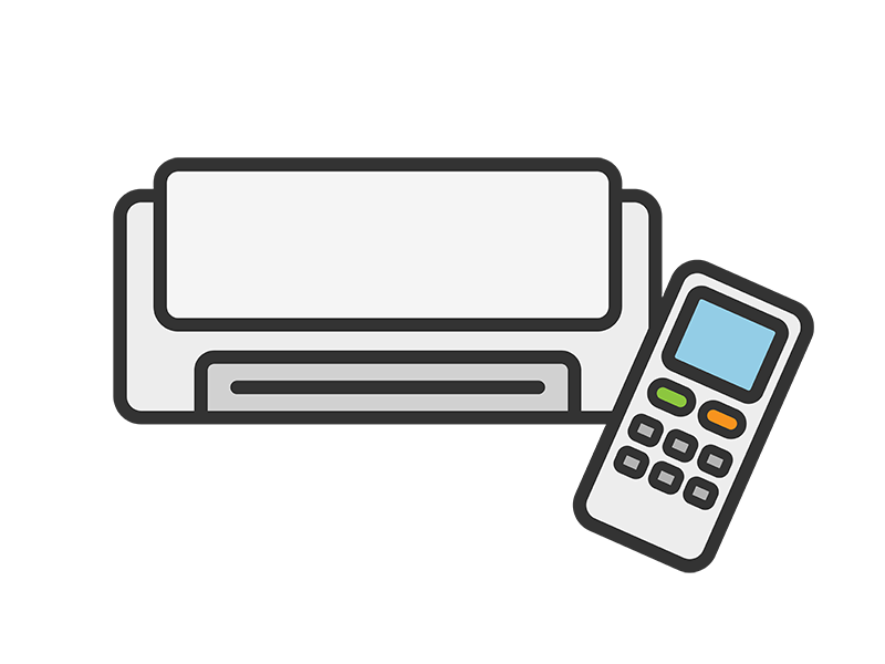 Free illustration of air conditioner and remote control icon (line drawing color)