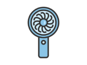 ハンディ扇風機のアイコン（線画カラー）の無料イラスト｜透過PNG・商用利用OK