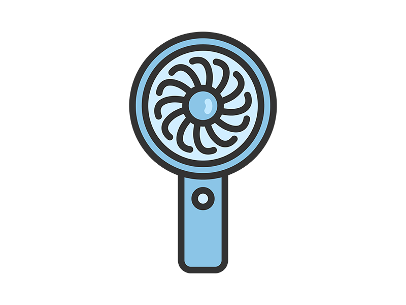 Free illustration of handy electric fan icon (line drawing color)