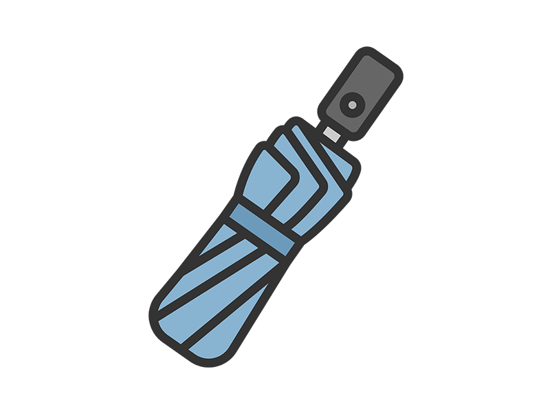 Free illustration of folded umbrella icon (line drawing color)