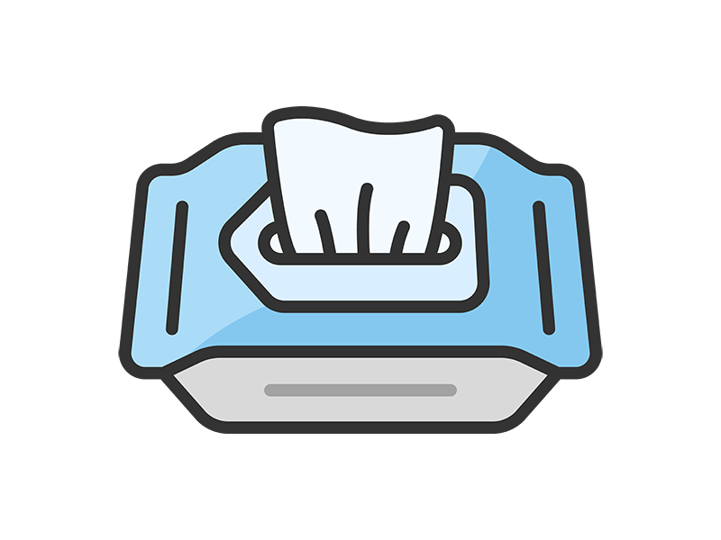 取り出した、汗ふきシートのアイコン（線画カラー）の無料イラスト｜透過PNG・商用利用OK
