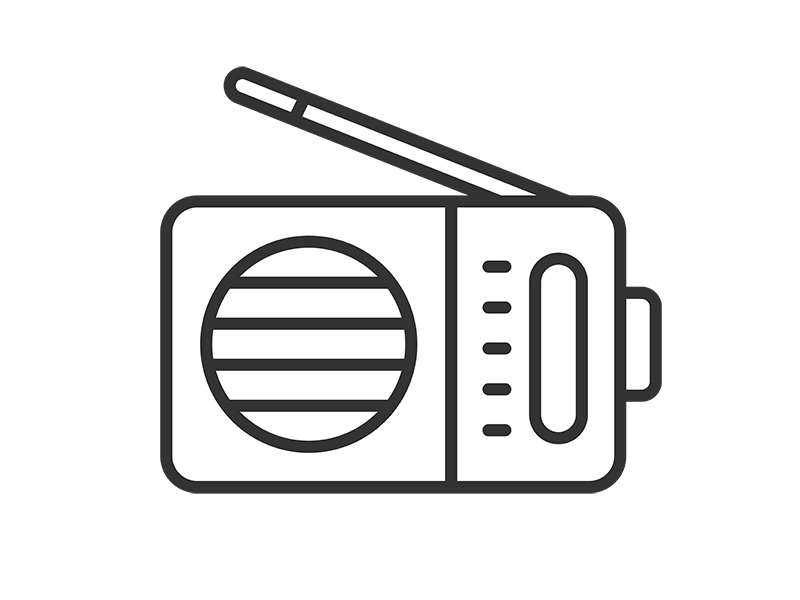 ラジオのアイコン（線画）の無料イラスト｜透過PNG・商用利用OK