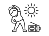 ラジオ体操をする女性のアイコン（線画）の無料イラスト｜透過PNG・商用利用OK