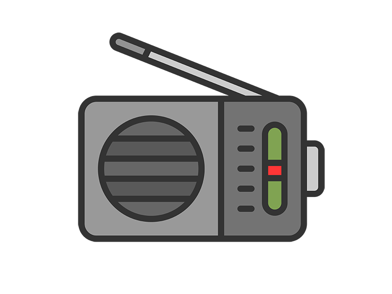 ラジオのアイコン（線画カラー）の無料イラスト｜透過PNG・商用利用OK