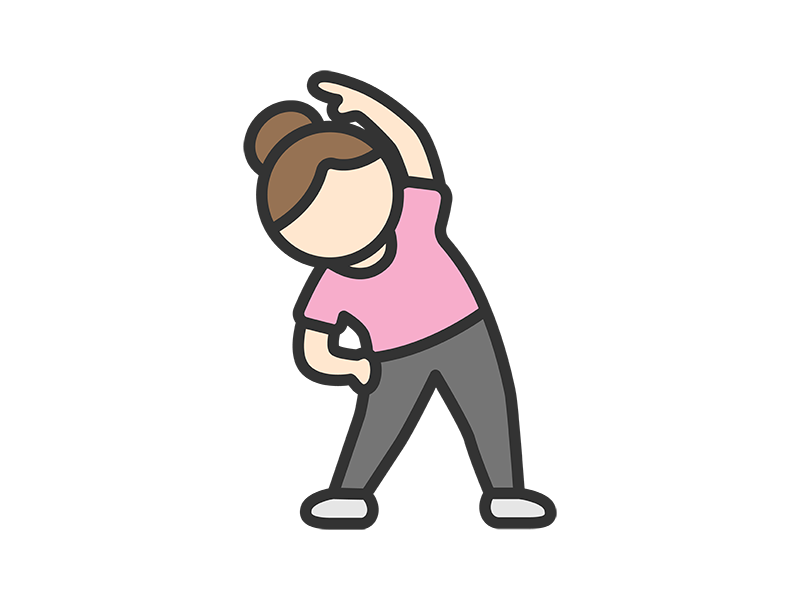 体操をする女性のアイコン（線画カラー）の無料イラスト｜透過PNG・商用利用OK