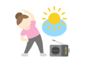 ラジオ体操をする女性のアイコンの無料イラスト｜透過PNG・商用利用OK