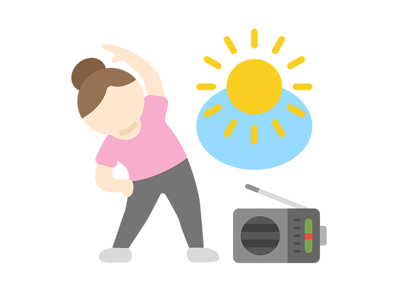 ラジオ体操をする女性のアイコンの無料イラスト｜透過PNG・商用利用OK