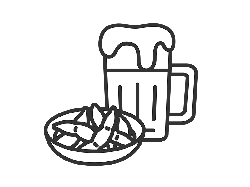 枝豆と生ビールのアイコン（線画）の無料イラスト｜透過PNG・商用利用OK