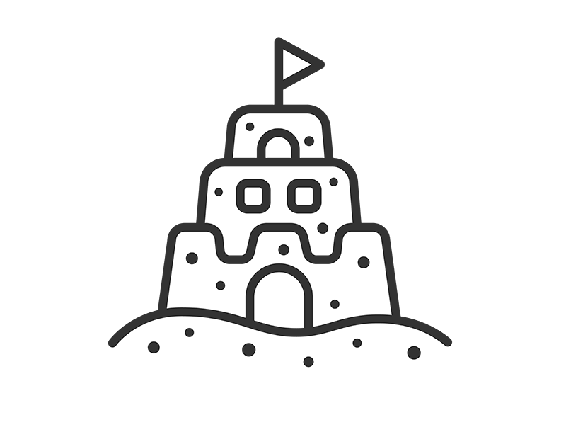 砂のお城のアイコン（線画）の無料イラスト｜透過PNG・商用利用OK