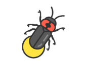 光っている、ホタルのアイコン（線画カラー）の無料イラスト｜透過PNG・商用利用OK