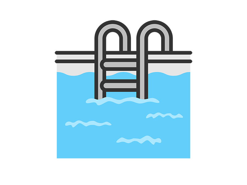 プールのアイコン（線画カラー）の無料イラスト｜透過PNG・商用利用OK