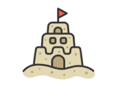 砂のお城のアイコン（線画カラー）の無料イラスト｜透過PNG・商用利用OK