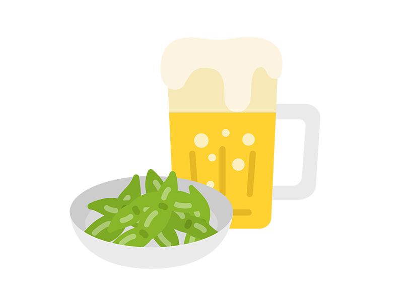 枝豆と生ビールのアイコンの無料イラスト｜透過PNG・商用利用OK