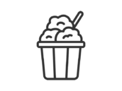 カップに入った、唐揚げのアイコン（線画）の無料イラスト｜透過PNG・商用利用OK