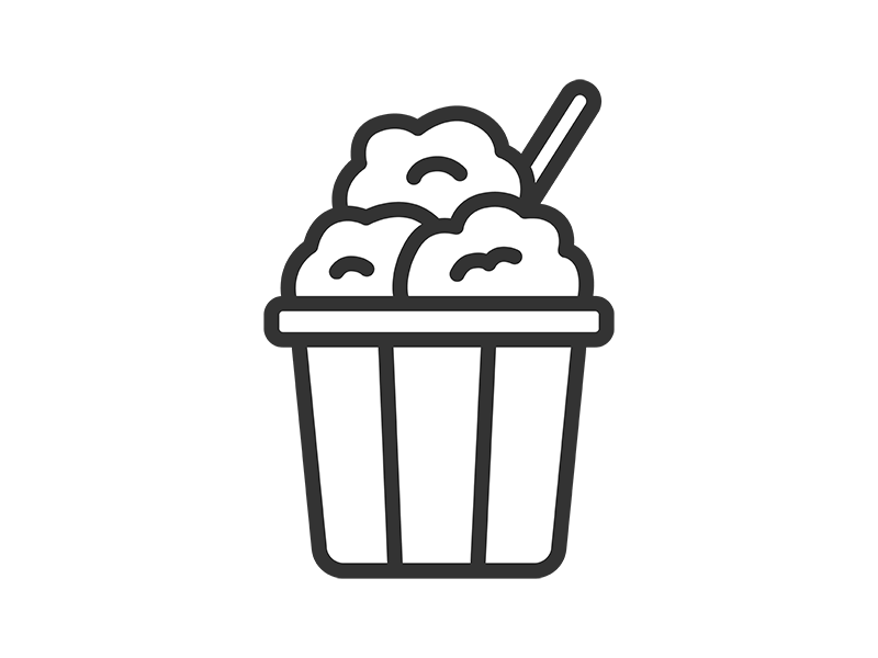 カップに入った、唐揚げのアイコン（線画）の無料イラスト｜透過PNG・商用利用OK
