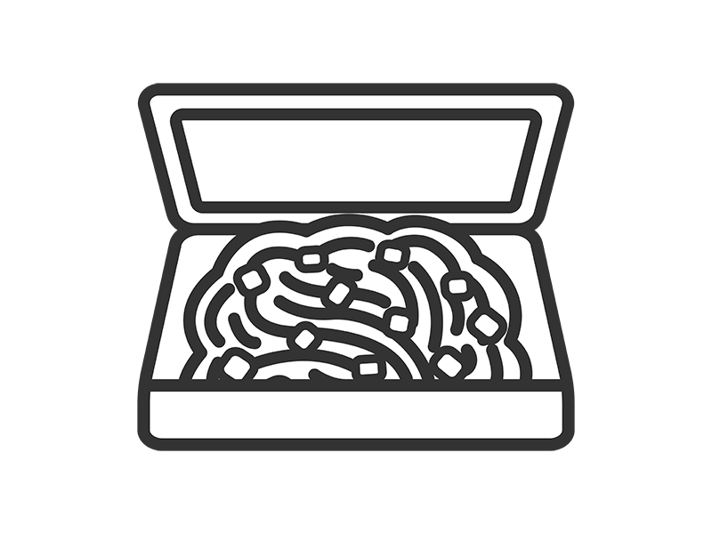 パックに入った、焼きそばのアイコン（線画）の無料イラスト｜透過PNG・商用利用OK