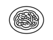 皿に盛り付けられた、焼きそばのアイコン（線画）の無料イラスト｜透過PNG・商用利用OK