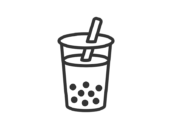 タピオカミルクティーのアイコン（線画）の無料イラスト｜透過PNG・商用利用OK