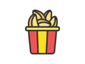 フライドポテトのアイコン（線画カラー）の無料イラスト｜透過PNG・商用利用OK