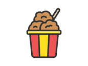 カップに入った、唐揚げのアイコン（線画カラー）の無料イラスト｜透過PNG・商用利用OK