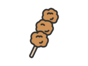 唐揚げ串のアイコン（線画カラー）の無料イラスト｜透過PNG・商用利用OK