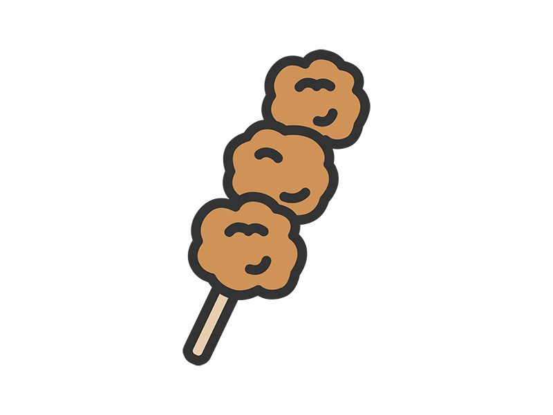 Free illustration of fried chicken skewer icon (line drawing color)