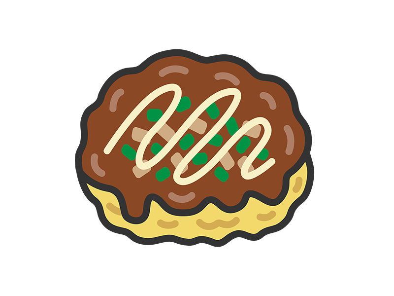 お好み焼きのアイコン（線画カラー）の無料イラスト｜透過PNG・商用利用OK
